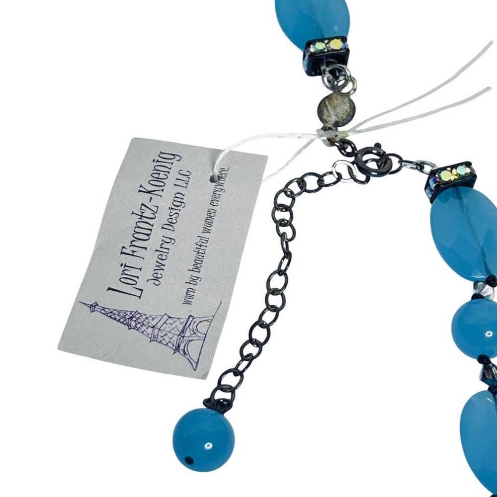 Lori Frantz-Koenig Blue Bead and AB Rhinestone Necklace (6022) - Picture 7 of 7